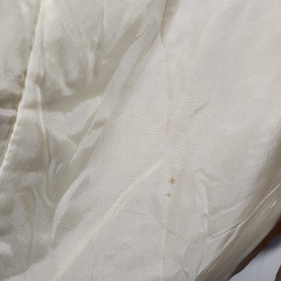 Vintage Cream White Wool Coat Jacket Fuzzy Collar Pockets Hood Lined 1990s 90s - Picture 11 of 13